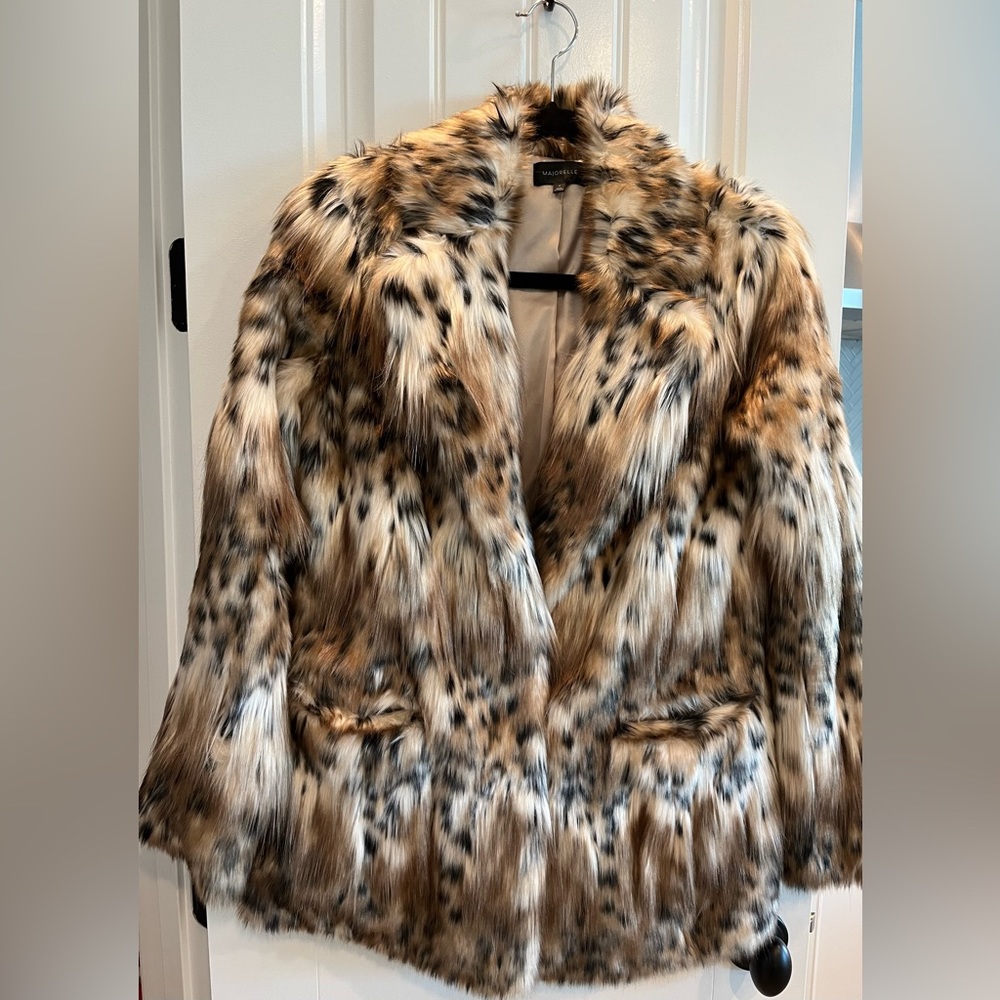 Majorelle faux fur leopard print coat XS